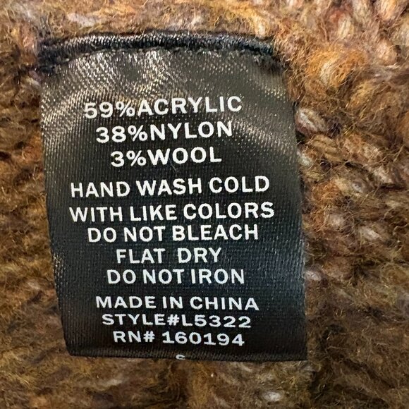 Long Brown Chunky Cable Knit Sweater Coat Open Front - Picture 8 of 8